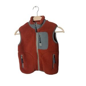 Hanna Andersson Kids Sherpa Fleece Vest Sleeveless red dark 100